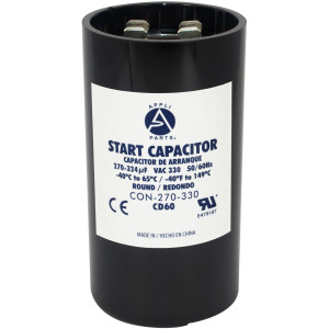 Appli Parts CON-270-330 Motor Start Capacitor 270-324 MFD uF, 330 VAC. Universal for Electric Motor Applications, 1.75 in Wide, 3.38 in Height
