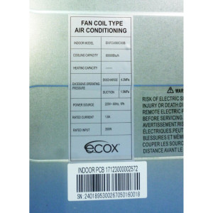 Fan Coil 60.000btu R410 230v/60hz/1ph Ecox Inverter Eivfcu060cxxb (Only With Eivcu060cxxb)