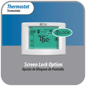 Ecox 7 Day Programmable air conditioning thermostat digital for home or office Touch Screen 5in LCD Backlit display 1 stage, 1C/1H cooling and heating battery (2xAA not Included) or 24 Volt Operated 