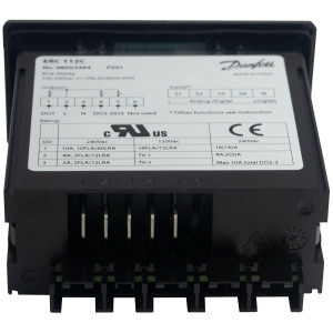 Danfoss ERC 112C Refrigeration Controller for Glass Door Merchandisers,  Commercial Fridges, Freezers, and Various Additional Applications 110/220V 4 Relay Output, 2 Temperature Sensors Not Included, Blue Display. Unprogrammed 080G3106, 080G3216, 080G3494