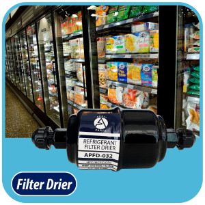 Appli Parts APFD-032 Liquid Line Filter Drier 1/4in SAE Flare Connection Universal Unidirectional HVAC Refrigeration Filter, 4.5in Long, 1.75in Wide