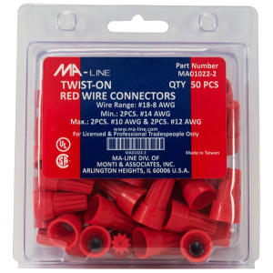 MA-Line MA01022-2 Terminal de Rosca Rojo para Cables desde AWG 8 hasta 18. Bolsa de 50