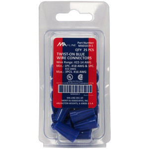 MA-Line MA01019-1 Terminal de Rosca Azul para Cables desde AWG 14 hasta 22. Bolsa de 25