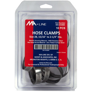 MA-Line MA-5428BX Hose Clamp 1-5/16in to 2-1/4in Diameter. Size 28. Combo Hex (10 x Bag)