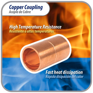 Appli Parts AP-A038 3/8 in Wrot Copper Coupling fitting CxC Sweat connections for refrigeration, air conditioning and plumbing applications ACR and Type L copper pipe