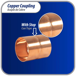 Appli Parts AP-A118B5 1-1/8 in Wrot Copper Coupling fitting CxC Sweat connections for refrigeration, air conditioning and plumbing applications ACR and Type L copper pipe (5 x Bag)  