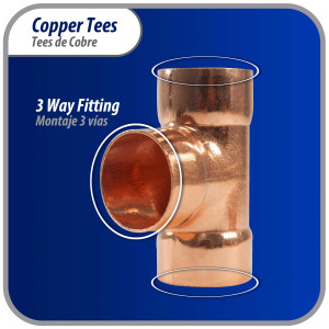 Appli Parts AP-T118B5 1-1/8in Wrot Copper Tee CxCxC connections for refrigeration, air conditioning and plumbing applications ACR and Type L copper pipe (5 x Bag)
