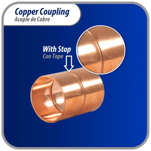 Appli Parts AP-A078B10 7/8 in Wrot Copper Coupling fitting CxC Sweat connections for refrigeration, air conditioning and plumbing applications ACR and Type L copper pipe (10 x Bag)  