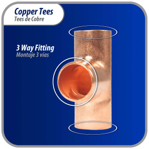 Appli Parts AP-T038B10 3/8in Wrot Copper Tee CxCxC connections for refrigeration, air conditioning and plumbing applications ACR and Type L copper pipe (10 x Bag) 