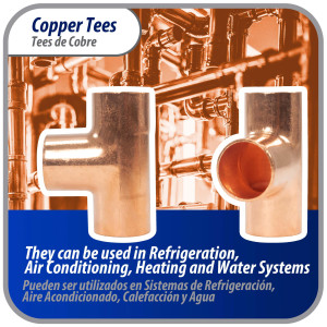 Appli Parts AP-T058B10 5/8in Wrot Copper Tee CxCxC connections for refrigeration, air conditioning and plumbing applications ACR and Type L copper pipe (10 x Bag) 