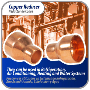 Appli Parts AP-R118058 Reductor de Cobre de 1-1/8x5/8 pulg Conexiones CxC soldadas para aplicaciones de refrigeracion, aire acondicionado y plomeria Tuberia de cobre ACR y Tipo L