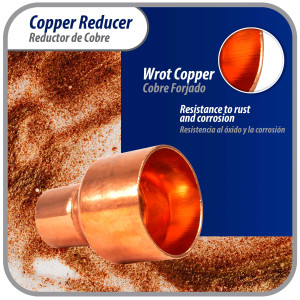Appli Parts AP-R158078 Reductor de Cobre de 1-5/8x7/8 pulg Conexiones CxC soldadas para aplicaciones de refrigeracion, aire acondicionado y plomeria Tuberia de cobre ACR y Tipo L