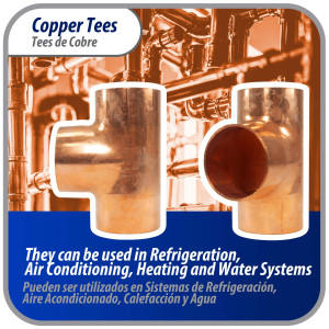 Appli Parts AP-T158B5 1-5/8in Wrot Copper Tee CxCxC connections for refrigeration, air conditioning and plumbing applications ACR and Type L copper pipe (5 x Bag) 
