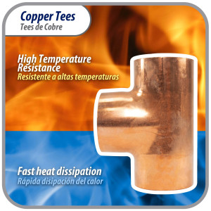 Appli Parts AP-T158B5 1-5/8 pulg Tee de Cobre Conexiones CxCxC soldadas para aplicaciones de refrigeracion, aire acondicionado y plomeria Tuberia de Cobre ACR y Tipo L (5 x Bolsa)
