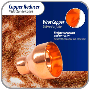 Appli Parts AP-R138058 Reductor de Cobre de 1-3/8x5/8 pulg Conexiones CxC soldadas para aplicaciones de refrigeracion, aire acondicionado y plomeria Tuberia de cobre ACR y Tipo L