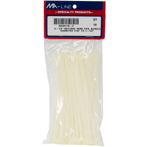 MA-Line MA03175-2 Amarre Plastico para Cable Blanco 5.5pulg largo Diamtero de 1/16pulg a 1-1/2 pulg. Bolsa de 100