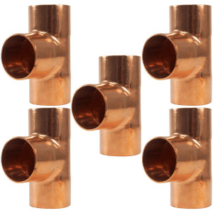 Appli Parts AP-T138B5 1-3/8in Wrot Copper Tee CxCxC connections for refrigeration, air conditioning and plumbing applications ACR and Type L copper pipe (5 x Bag) 