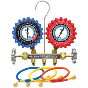 Uniweld QS8N3SM410A-8 Manometro Completo R410, R32, 2-V con Mangueras SMB Ez-Turn AB 3 pies Uniweld QS8N3SM410A-8 Manometro Completo R410, R32, 2-V con Mangueras SMB Ez-Turn AB 3 pies