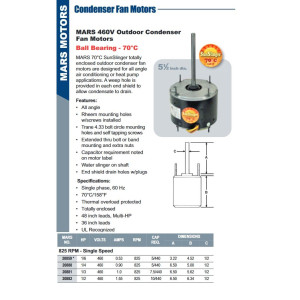 Mars 20881 1/3 HP, 825 rpm, 460 V, 60 Hz, 1 Ph, 1 Eje, TEAO Cerramiento ...