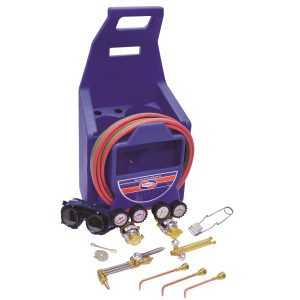 Uniweld KL71-4P Juego Soldadura Profesional Patriot Incluye Manilla y Puntas de Soldar, Accesorio y Punta de Corte, Regulador Oxigeno y Acetileno, Mangueras, Gafas, Encendedor, Llave, Porta Tanque
