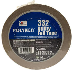 Polyken 332 Aluminum Foil Tape Utility Grade for HVAC 3inX50yd