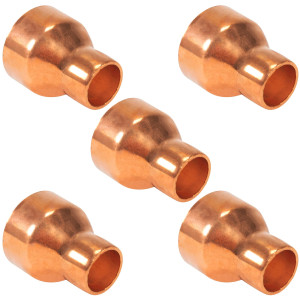 Appli Parts AP-R118058B5 Reductor de Cobre de 1-1/8x5/8 pulg Conexiones CxC soldadas para aplicaciones de refrigeracion, aire acondicionado y plomeria Tuberia de cobre ACR y Tipo L (5xBolsa)