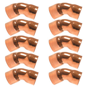 Appli Parts AP-C01245B10 1/2 Codo de 45 Radio Corto Accesorios de Cobre Soldables CxC para conexiones en sistemas de Refrigeracion, Aire Acondicionado y Plomeria con tuberia ACR y L (10 x Bolsa) Appli Parts AP-C01245B10 1/2 Codo de 45 Radio Corto Accesorios de Cobre Soldables CxC para conexiones en sistemas de Refrigeracion, Aire Acondicionado y Plomeria con tuberia ACR y L (10 x Bolsa)