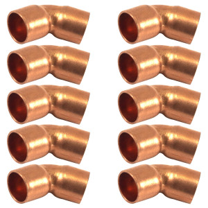 Appli Parts AP-C03845B10 3/8 Codo de 45 Radio Corto Accesorios de Cobre Soldables CxC para conexiones en sistemas de Refrigeracion, Aire Acondicionado y Plomeria con tuberia ACR y L (10 x Bolsa) Appli Parts AP-C03845B10 3/8 Codo de 45 Radio Corto Accesorios de Cobre Soldables CxC para conexiones en sistemas de Refrigeracion, Aire Acondicionado y Plomeria con tuberia ACR y L (10 x Bolsa)