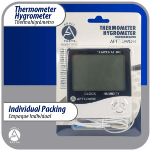 Appli Parts APTT-DWDH Indoor Temperature and Humidity Monitor with Hygrometer for Accurate Temp and Humidity Monitoring for Precise Indoor Climate Control with cable sensor for outside temperature