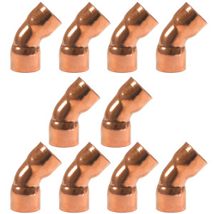 Appli Parts AP-C07845B10 7/8 Codo de 45 Radio Corto Accesorios de Cobre Soldables CxC para conexiones en sistemas de Refrigeracion, Aire Acondicionado y Plomeria con tuberia ACR y L (10 x Bolsa)