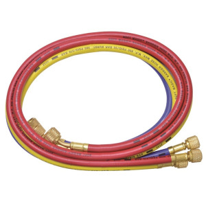 Uniweld HC5SMB 60 in  Manifold Hoses, Red, Yellow and Blue, 1/4 in Standard Connection for use in refrigeration and air conditioning CFC,HCFC,HFC, Soft Magic Barrier