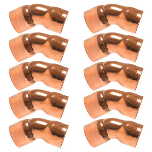 Appli Parts AP-C05845B10 5/8 Codo de 45 Radio Corto Accesorios de Cobre Soldables CxC para conexiones en sistemas de Refrigeracion, Aire Acondicionado y Plomeria con tuberia ACR y L (10 x Bolsa)