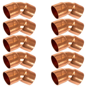 Appli Parts AP-C03445B10 3/4 Codo de 45 Radio Corto Accesorios de Cobre Soldables CxC para conexiones en sistemas de Refrigeracion, Aire Acondicionado y Plomeria con tuberia ACR y L (10 x Bolsa)
