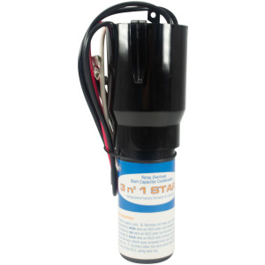 Supco RCO420 1/4 to 1/3 HP, 220 to 230 VAC, 3 in 1 Solid-state Hardstart Relay, includes relay, overload, and start capacitor. Used refrigeration systems with or without run capacitors
