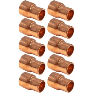Appli Parts AP-R012038B10 Reductor de Cobre de 1/2x3/8 pulg Conexiones CxC soldadas para aplicaciones de refrigeracion, aire acondicionado y plomeria Tuberia de cobre ACR y Tipo L (10xBolsa)