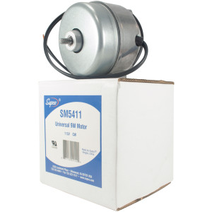 Supco SM5411 Condenser Motor 9 W, 120 V,  50-60 Hz, CWOSE 1500rpm Shaft 1/4 in threaded 1/2 in Shaft Lenght UL SM5411 Replaces: 5411