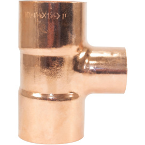 NDL N-4086 Reducing Tee 1-5/8 in x 1-5/8 in x 1-1/8 in CxCxC Copper pipe fittings Sweat connections for refrigeration, air conditioning and plumbing applications ACR
