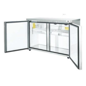 Atlas Air AU48 Refrigerador debajo de Tope de 2 puertas de Acero Inoxidable