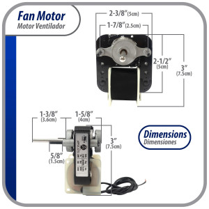 Appli Parts APFM-670 1/130 Hp Fan Motor, 110 V, 50/60 Hz, 3000 rpm, Reversible rotation, Universal Fan Motor Kit, Shaft 3/16 in by 1-1/4 in long includes 2 Fan Blades 4 and 5.5 in Certified UL E479056 Replaces NUV-670, SM670